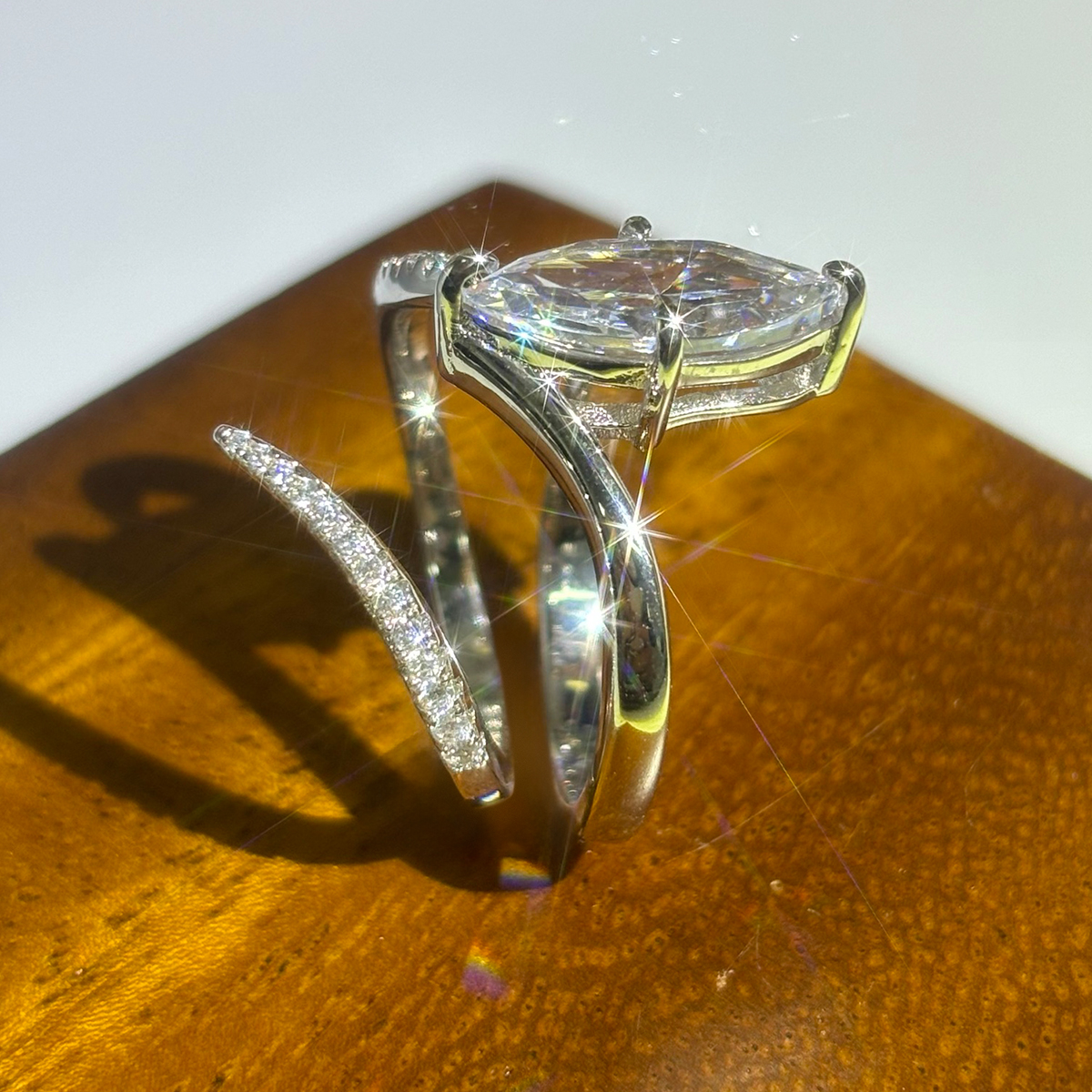 3ct Marquise Cut White Sapphire Stackable Ring