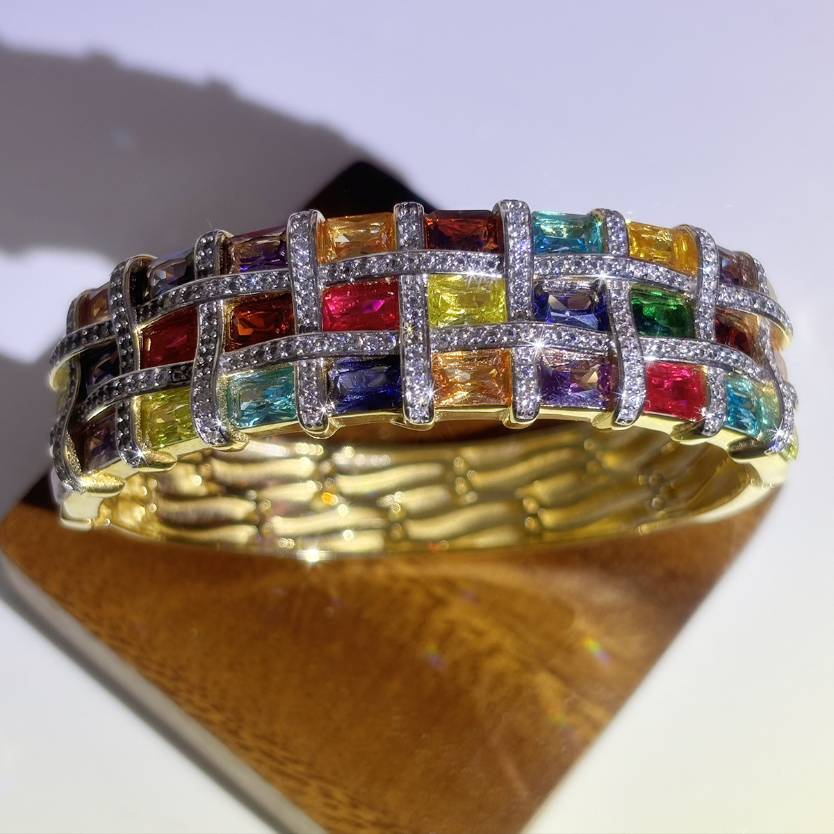 Colorful Gemstone Bangle Bracelet