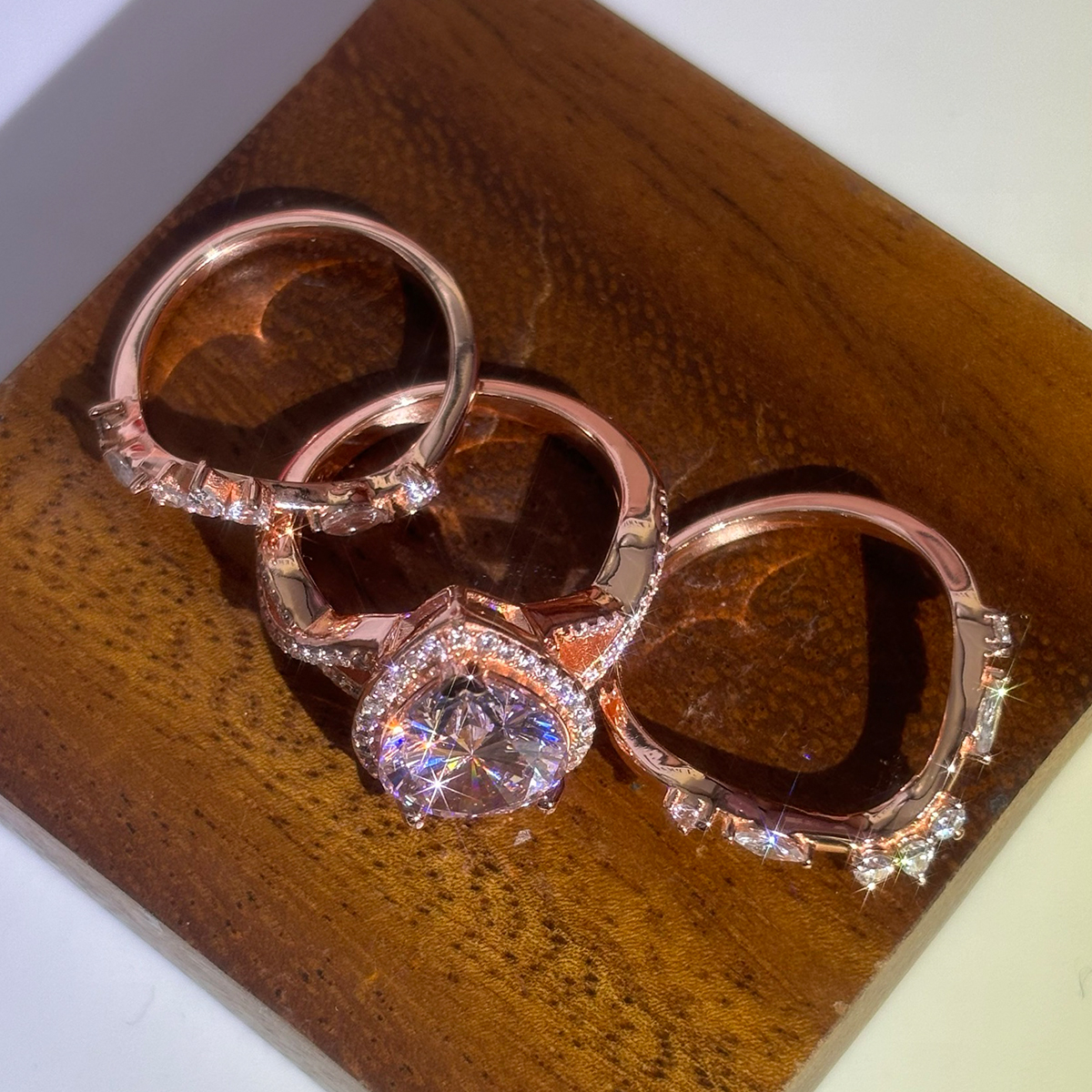 2.85ct Pear Cut Pink Sapphire Stackable Ring Set / 3pcs