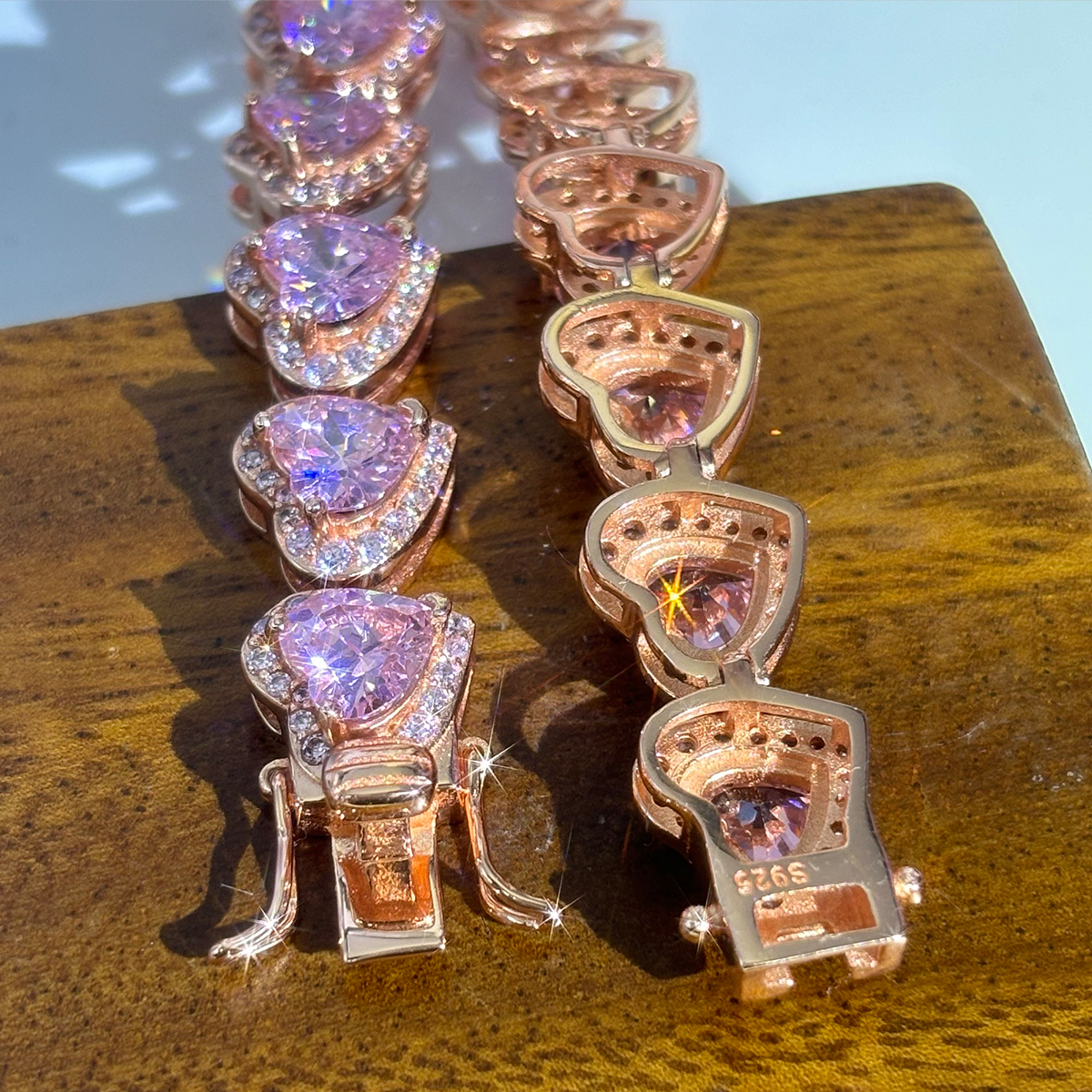 Diamond Heart Bracelet Rose Gold Pave Jewelry for Men