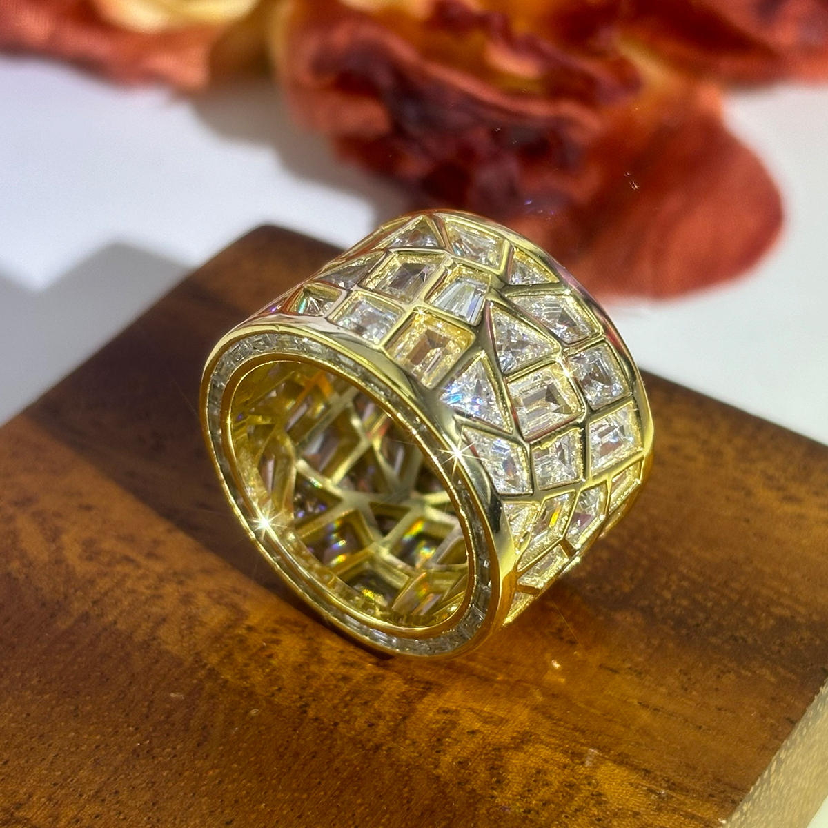 4.8ct Irregular Cut  White Sapphire Band for Men