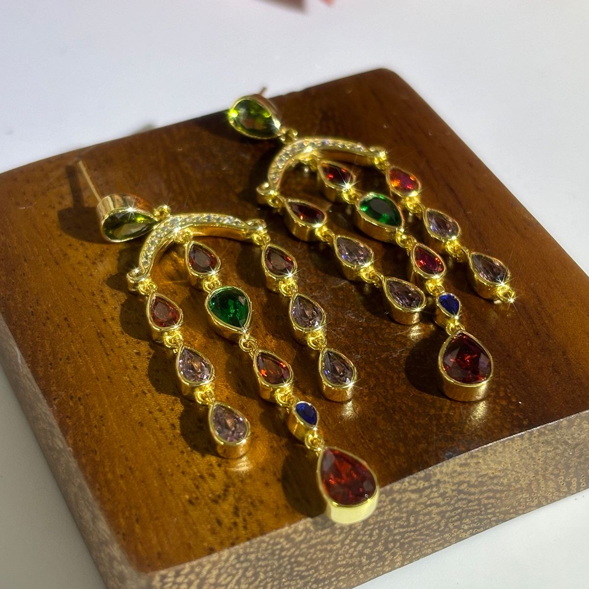 Lios Waterfall Design Pear Cut Gemstone Drop Earrings