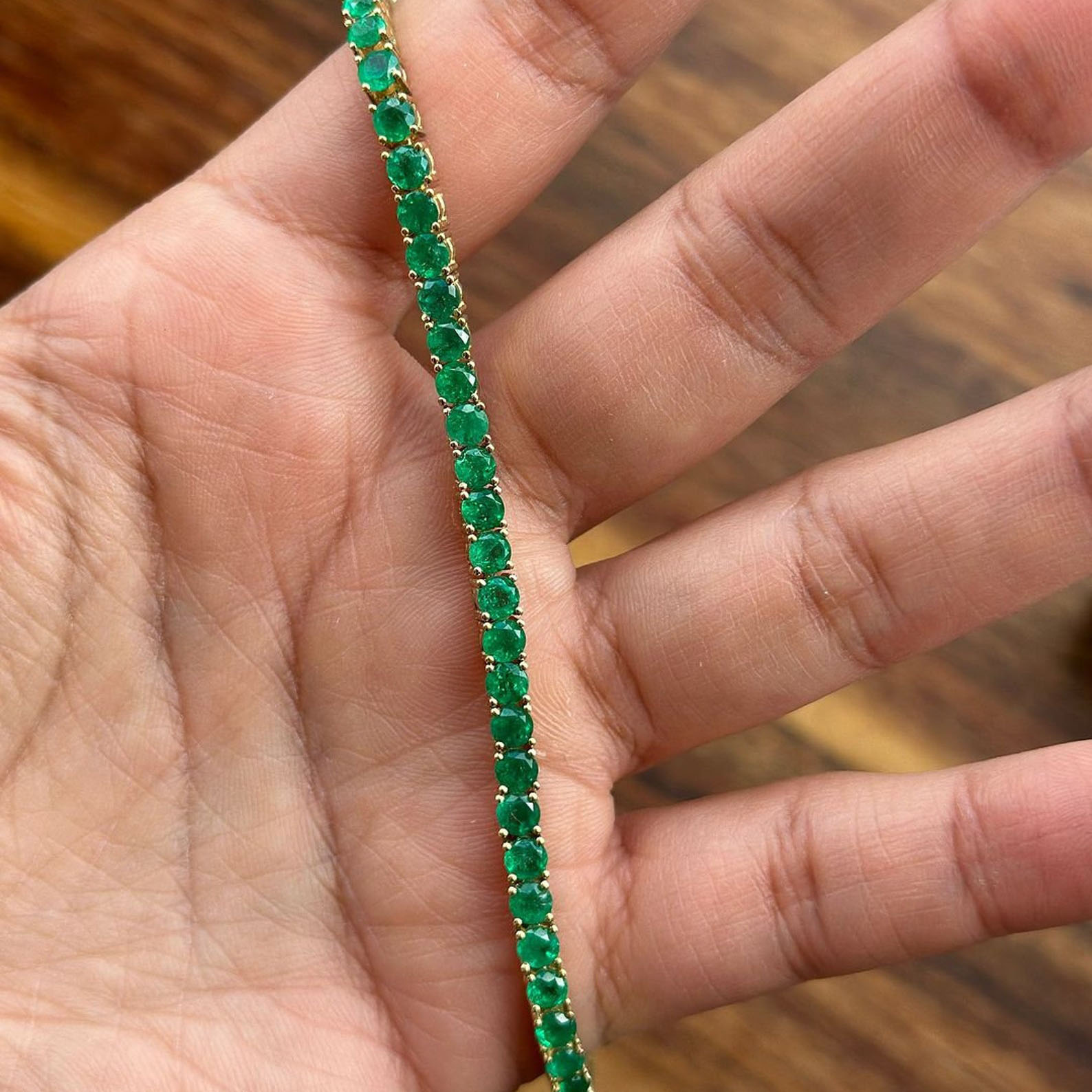 Round Cut Emerald Sapphire Tennis Chain Bracelet