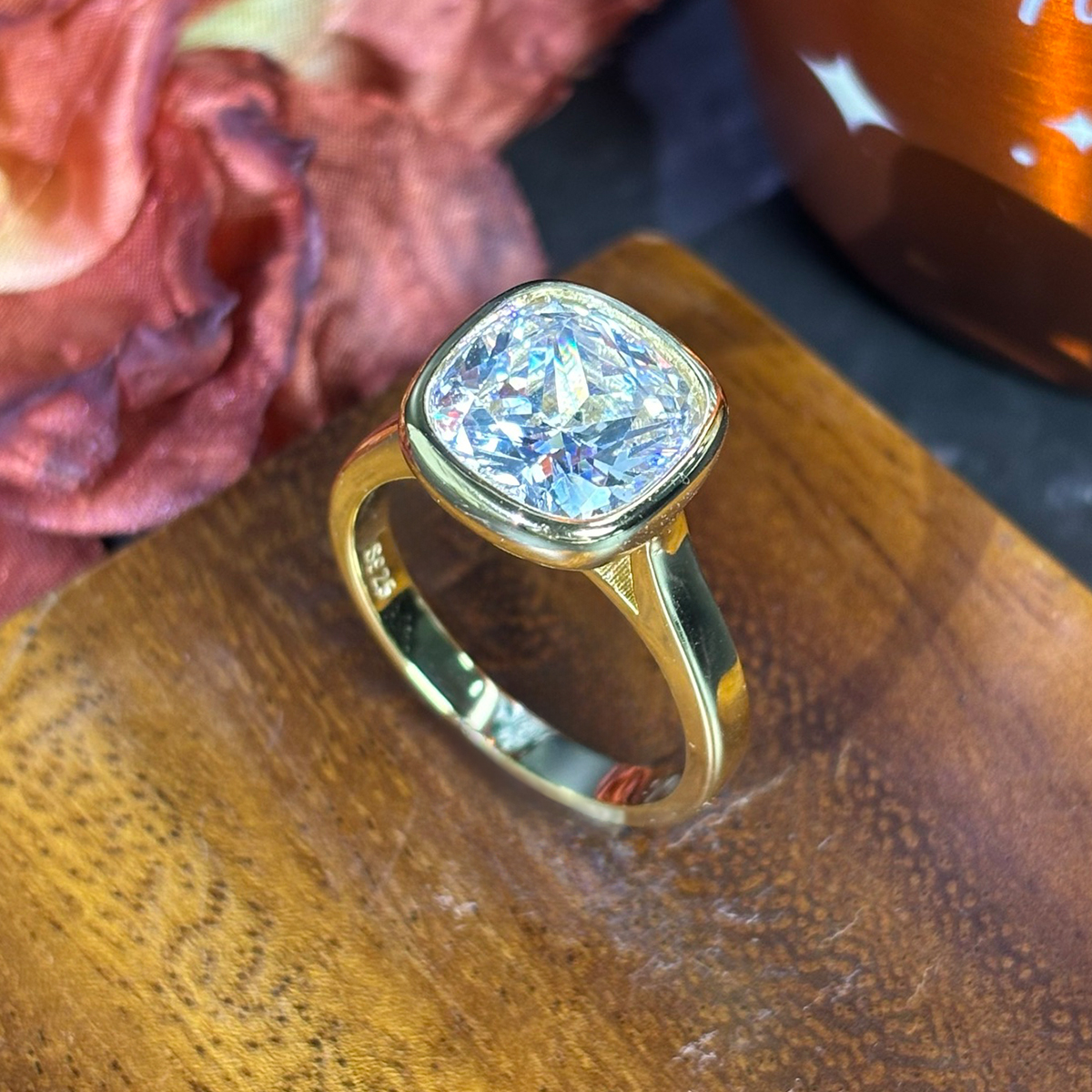 5ct Cushion Cut White Sapphire Solitaire Ring