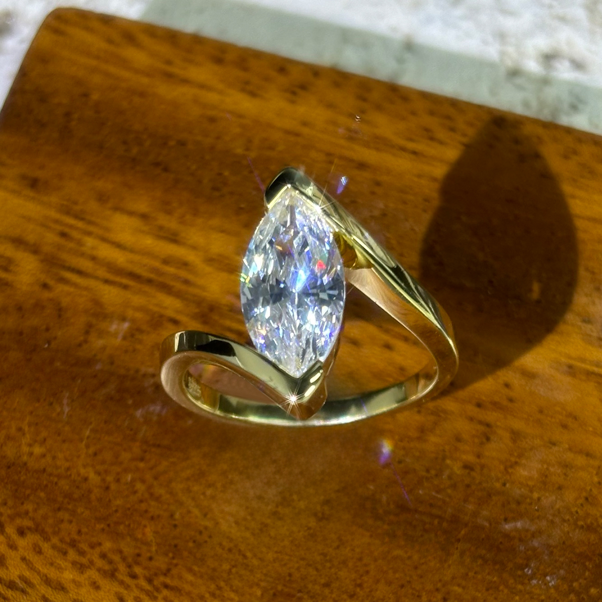 3ct Marquise Cut White Sapphire Engagement Ring