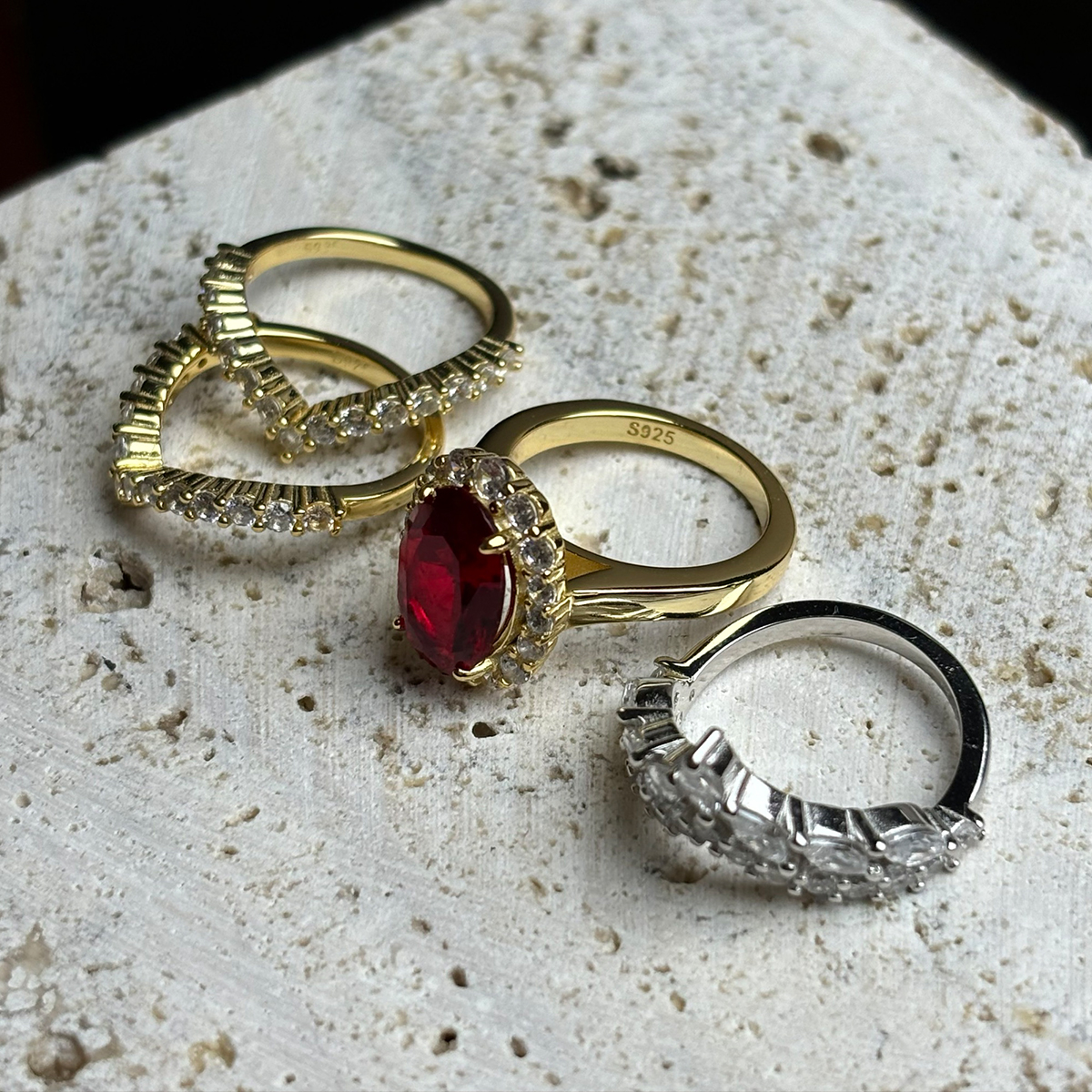 Halo 4ct Oval Cut Ruby Sapphire Wedding Set/4pcs