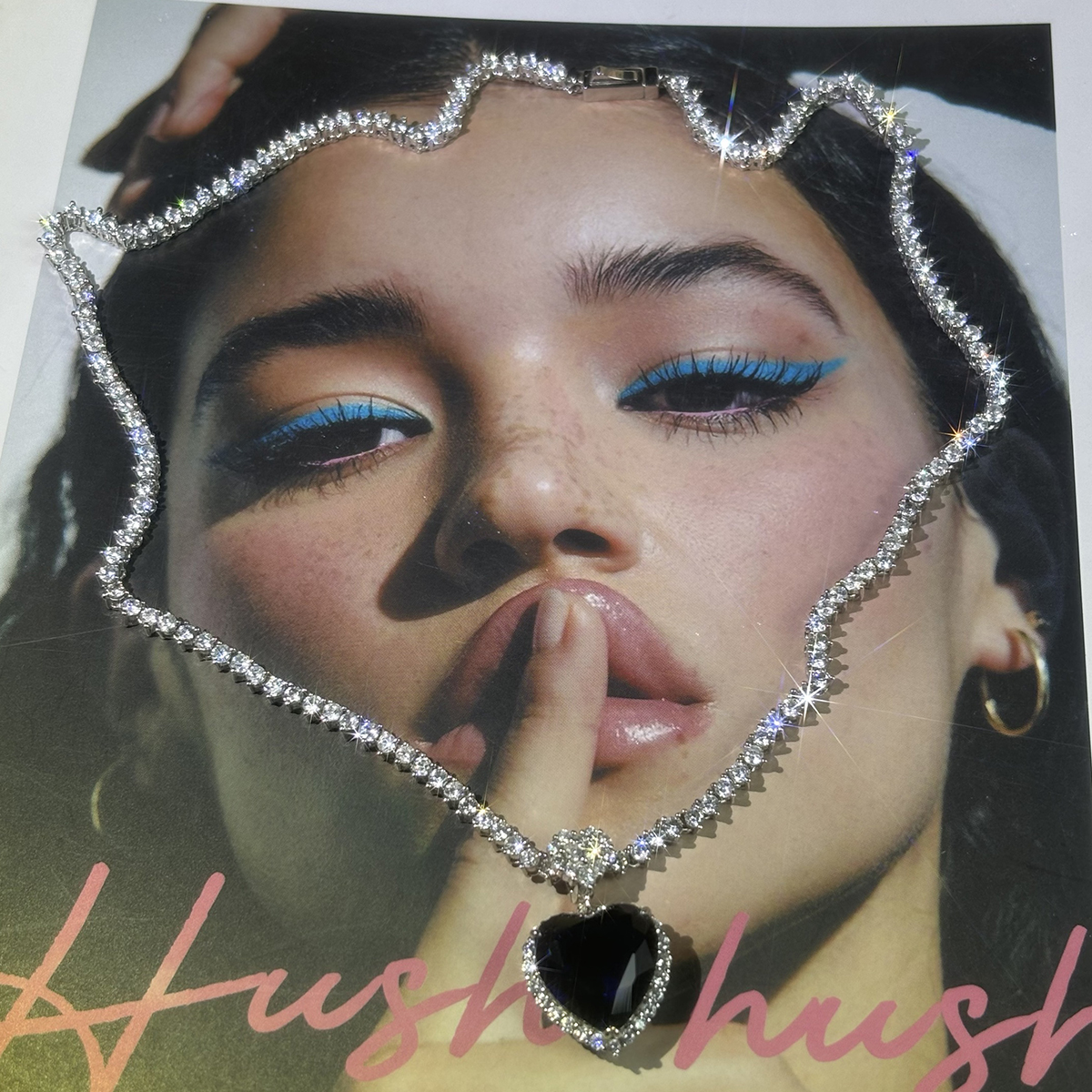 Heart Cut Blue Sapphire Pendant Necklace