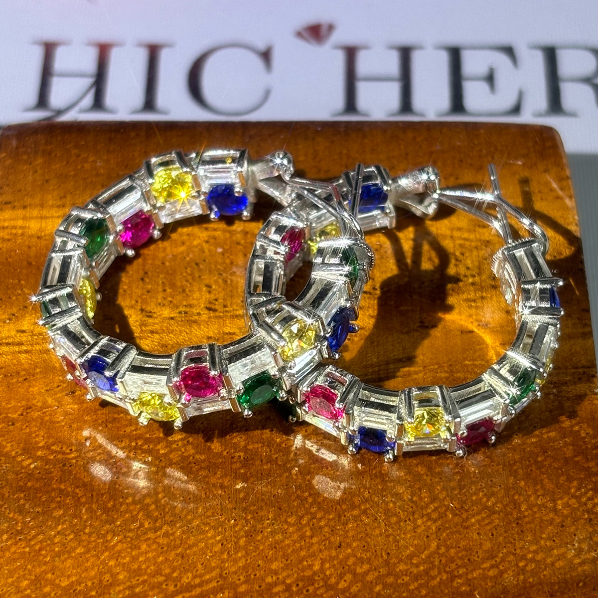 Fashion Colorful Sapphire Hoop Earrings