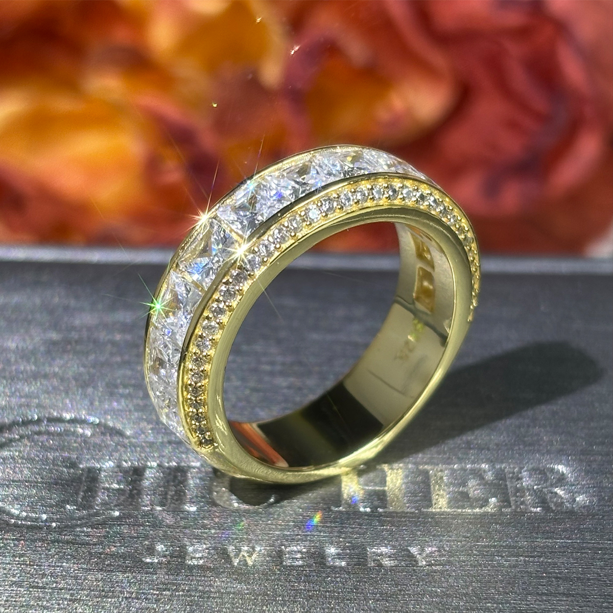 Classic Princess Cut White Sapphire Wedding Band