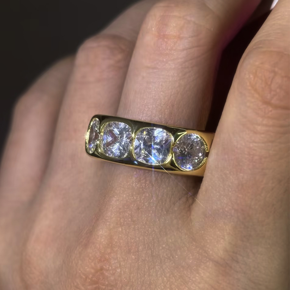 Cushion & Round Cut White Sapphire Wedding Band