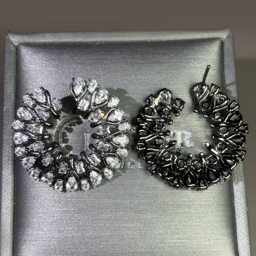 Pear & Emerald Cut White Sapphire Hoop Earrings