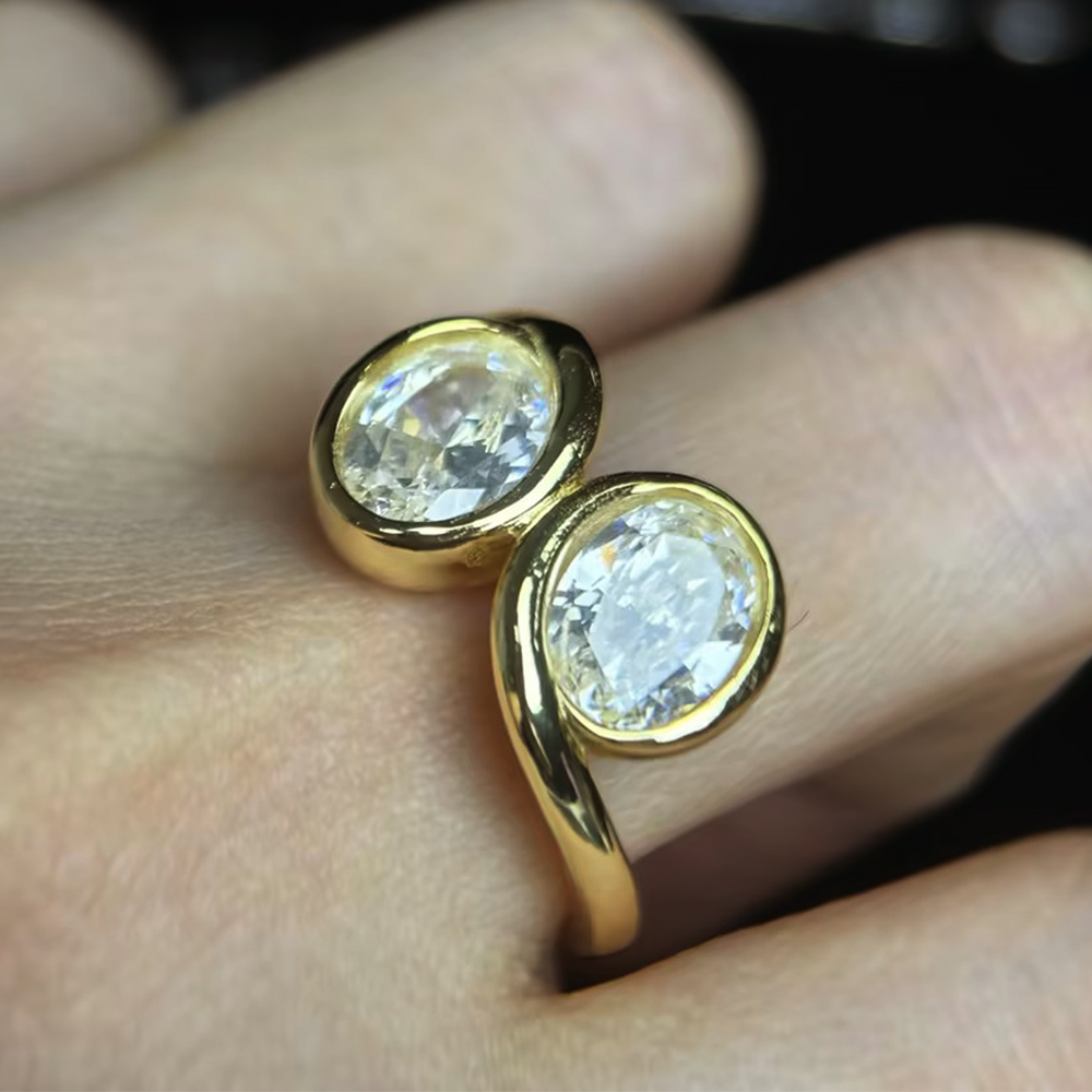 Toi et Moi Oval Cut Yellow Sapphire Engagement Ring