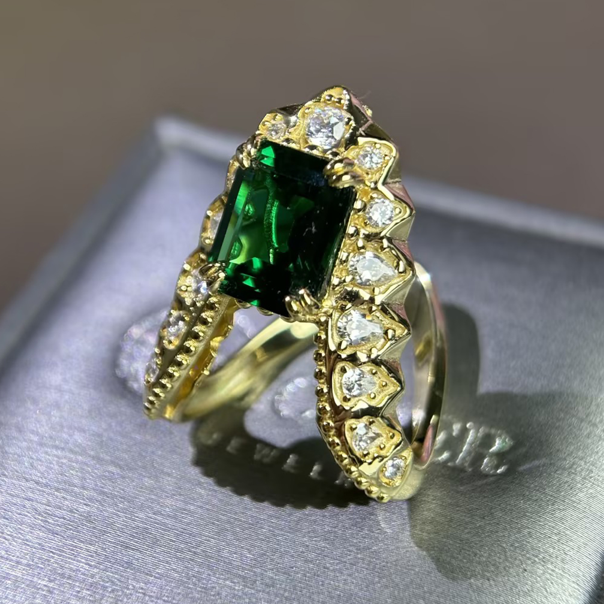 Emerald Cut Emerald Sapphire VANKI Ring