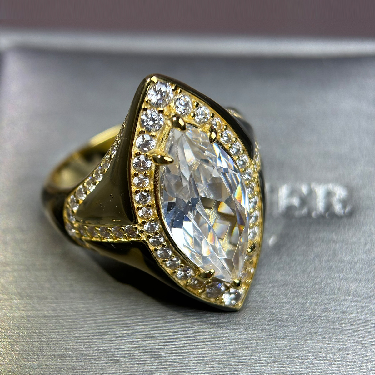 5ct Marquise Cut White Sapphire Engagement Ring