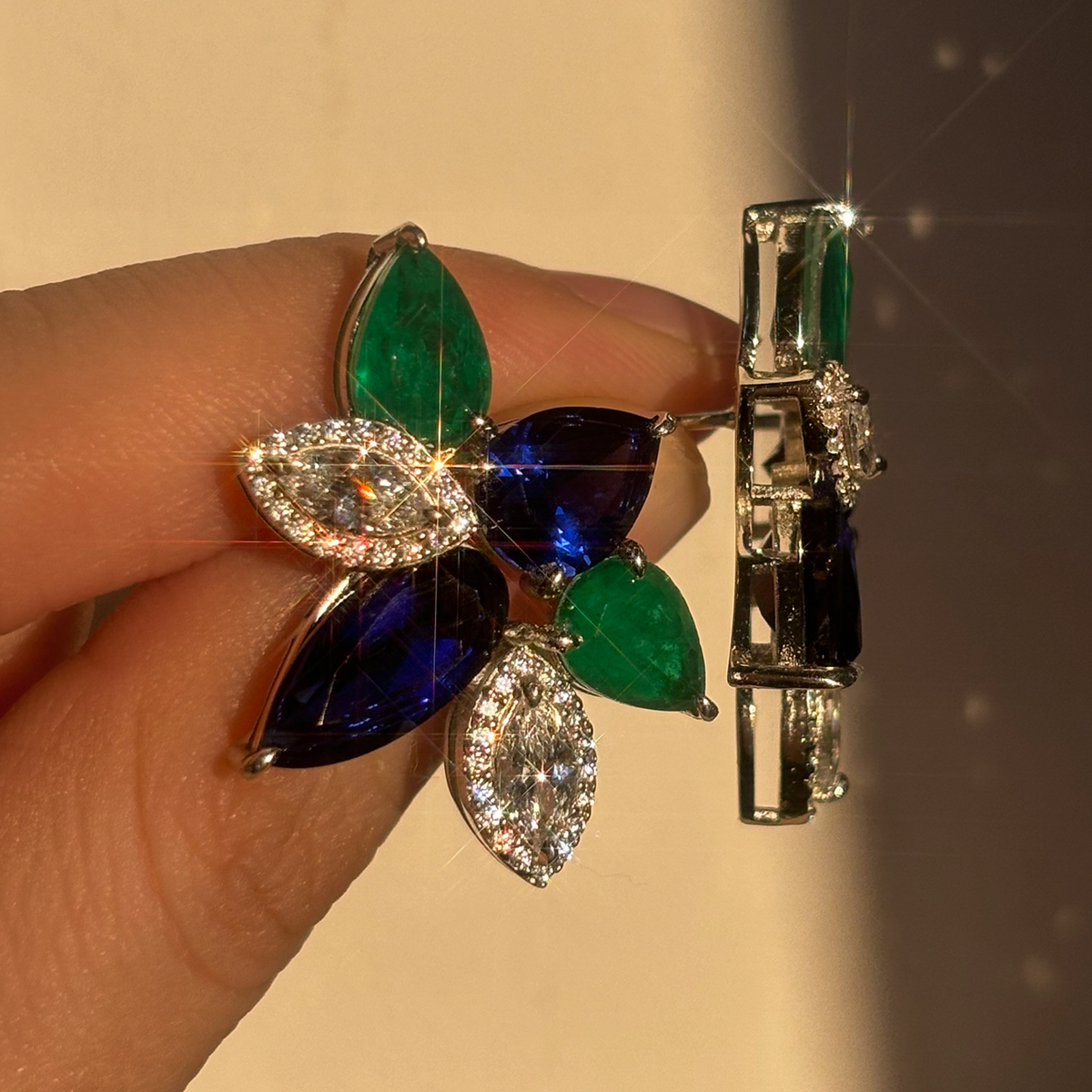 Triple Tone Cluster Design Earrings