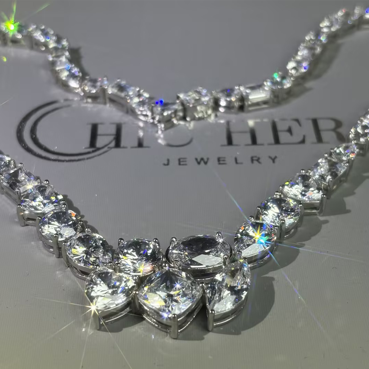 Brilliant Multi Cut White Sapphire Necklace