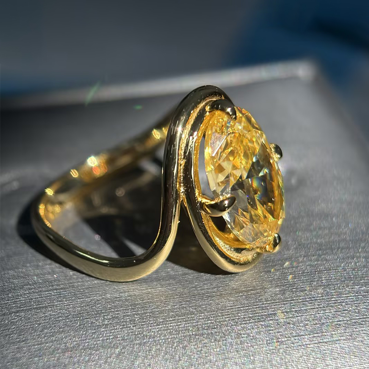 5ct Oval Cut Yellow Sapphire Solitaire Ring