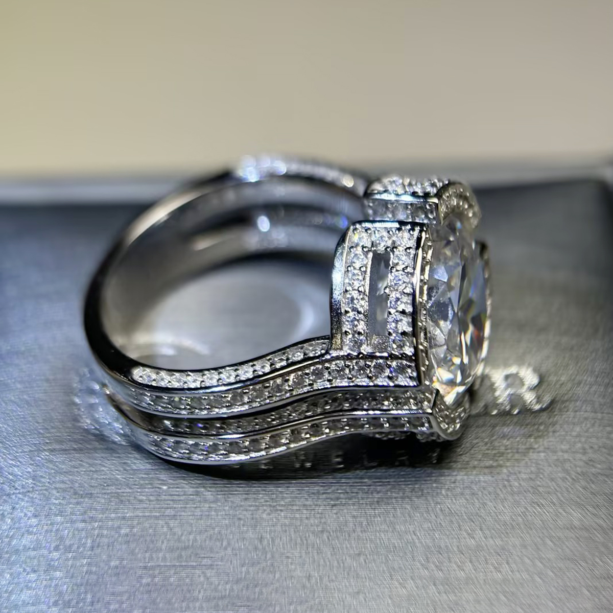 5ct Round Cut White Sapphire Cocktail Ring