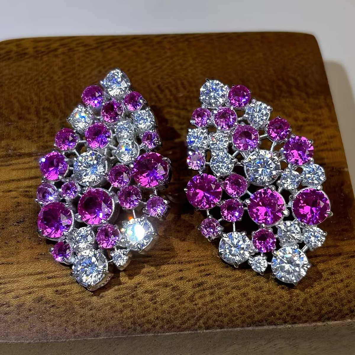 Whimsical Pastel 9ctw Round Cut Lavender & White Drop Earrings