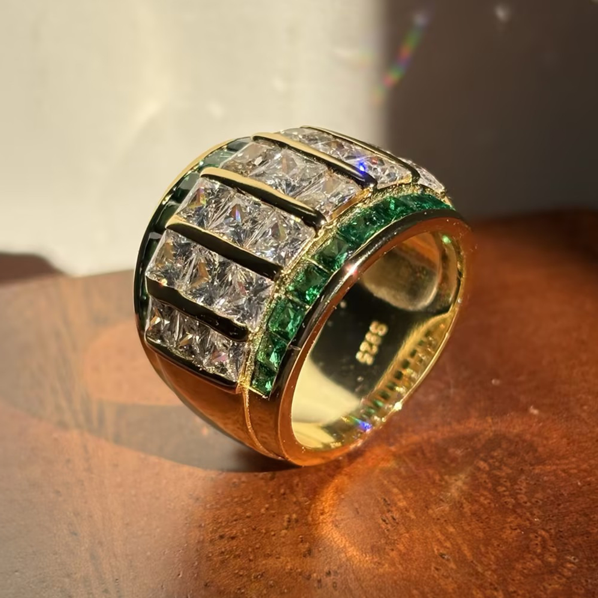 8.35ct Asscher Cut Emerald Sapphire Cocktail Ring