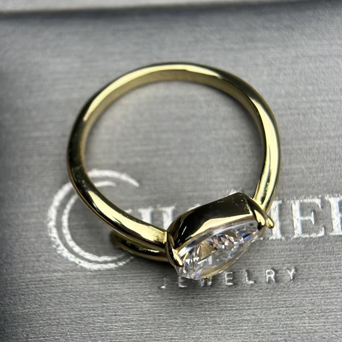 3.5ct Pear Cut White Sapphire Twisted Engagement Ring