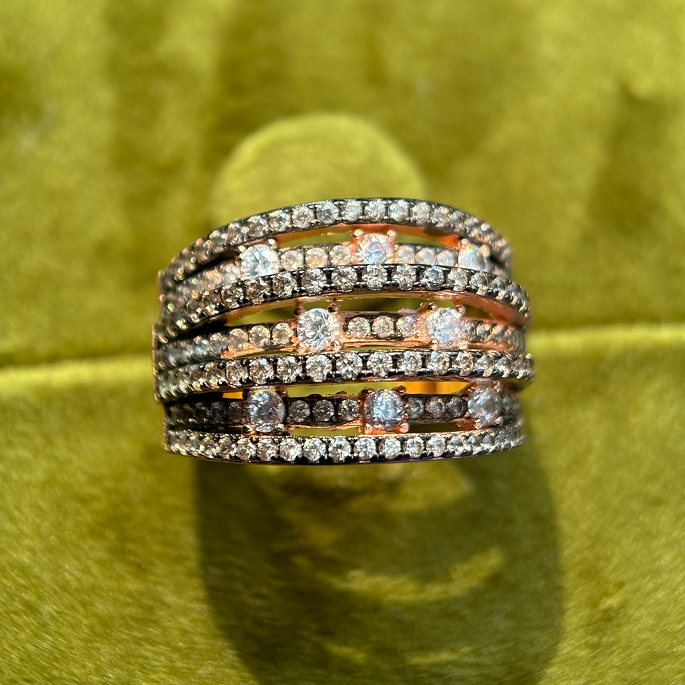 Round Cut  Multi-Row White Sapphire Eternity Ring
