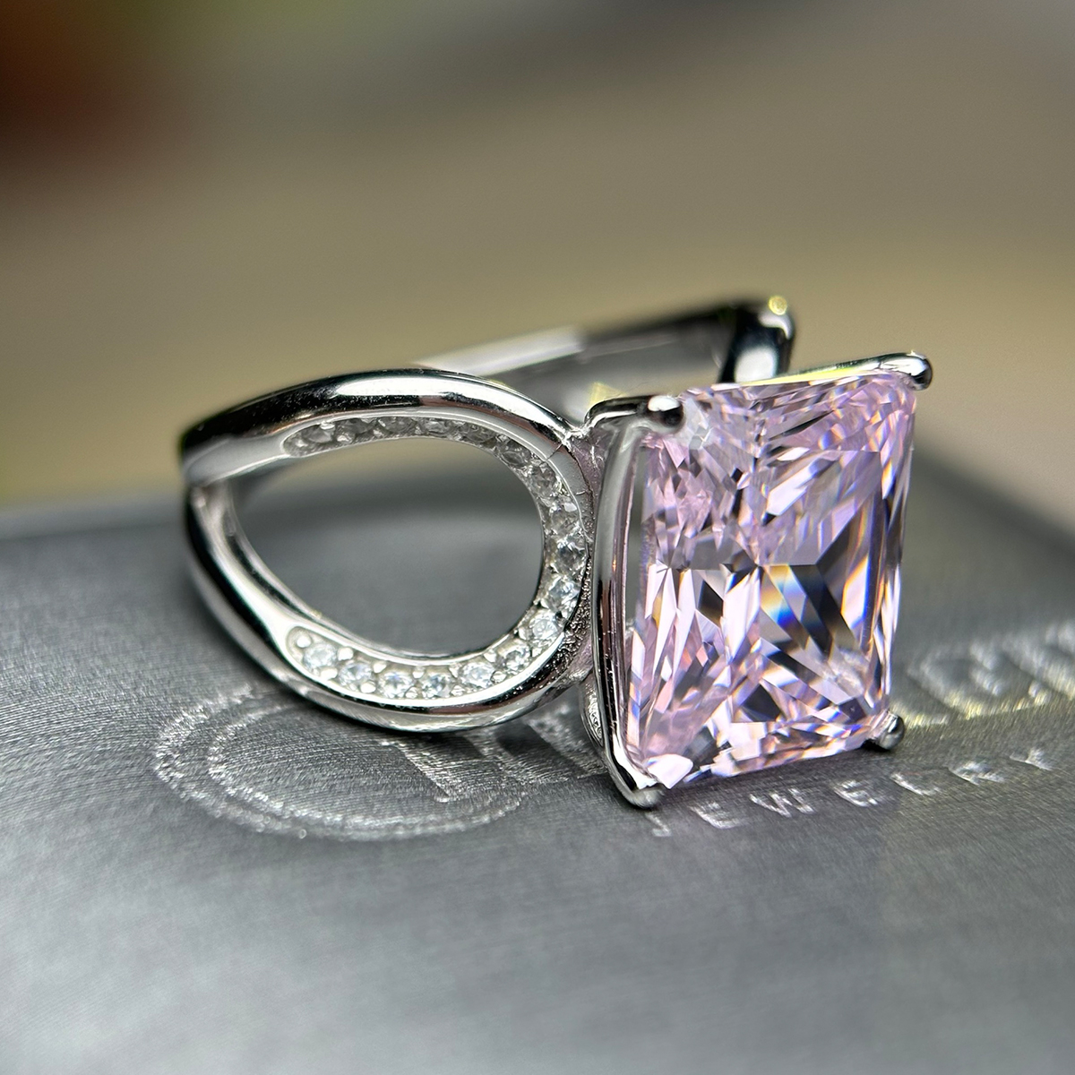Elegant 5ct Radiant Cut Light Pink Sapphire Engagement Ring