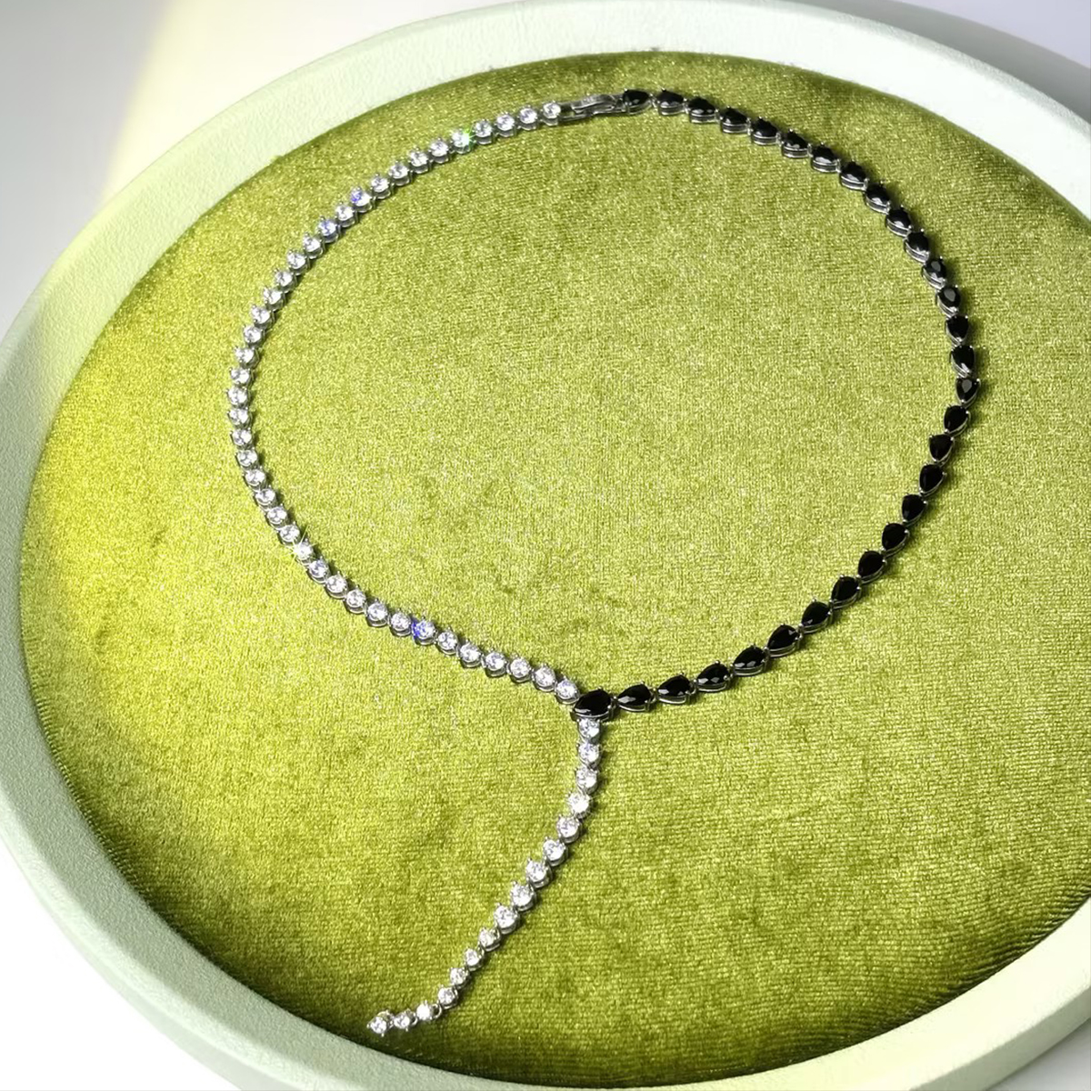 Two Tone Y-Necklace with Pear Cut Gemstones (5 Color Options)