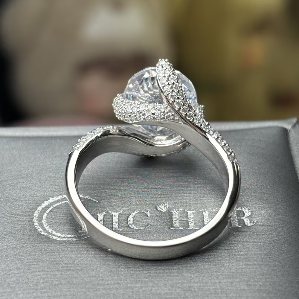 8ct Oval Cut White Sapphire Engagement Ring