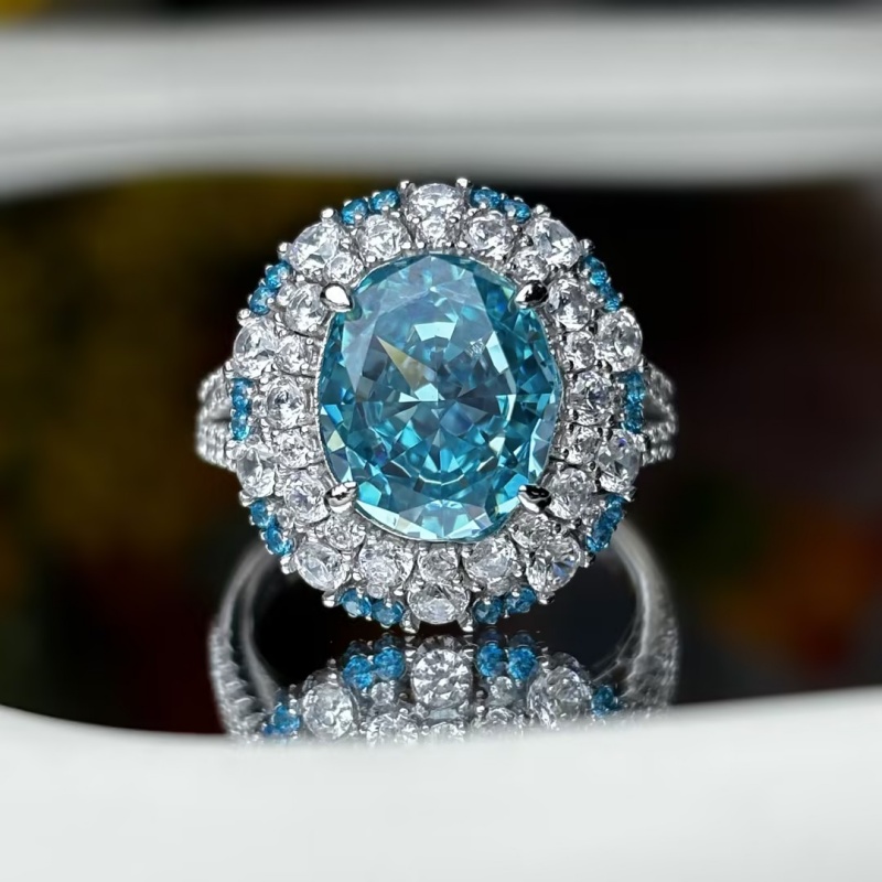 Paraiba Tourmaline & White Sapphire Double Halo Ring