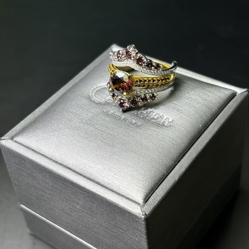 Dramatic Regal 3ct Round Cut Coffee Sapphire Wedding Sets/2 pcs