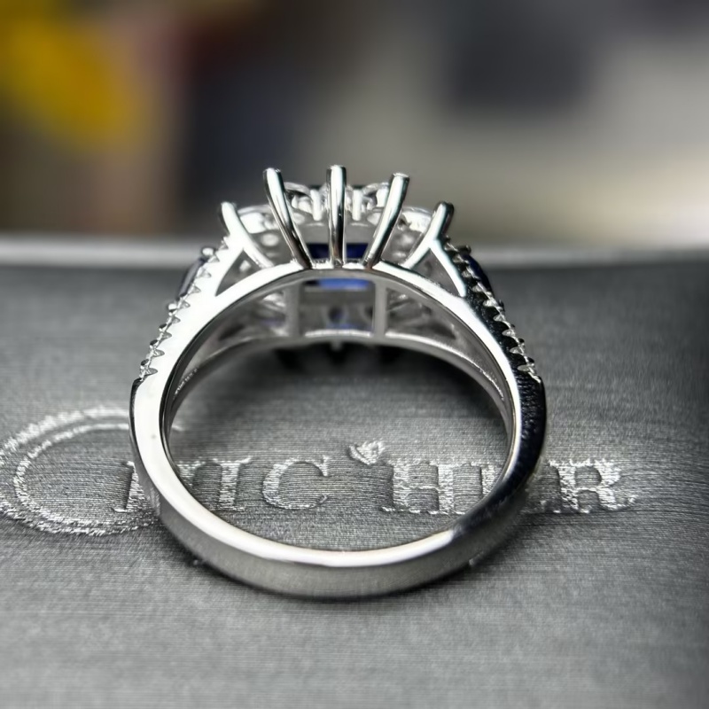 3.25ct Asscher Cut Sapphire Halo Cocktail Ring