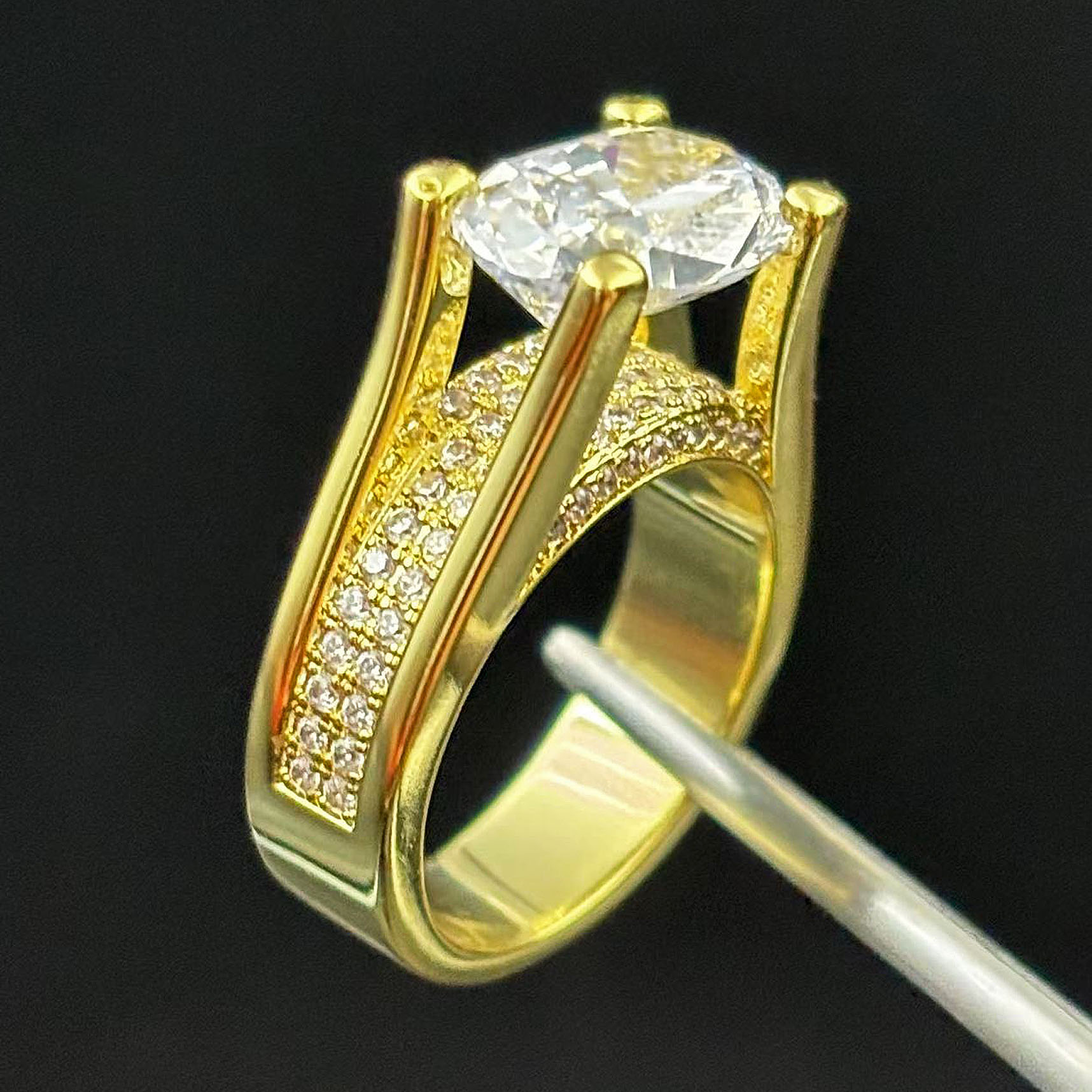 3.5ct East-west Design Oval Cut Engagement Ring