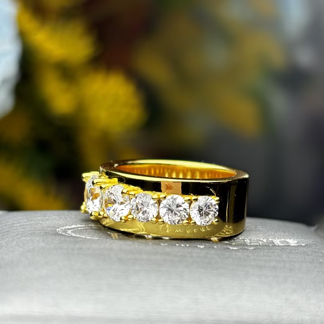Classic 10ctw Round Cut White Sapphire Wedding Band