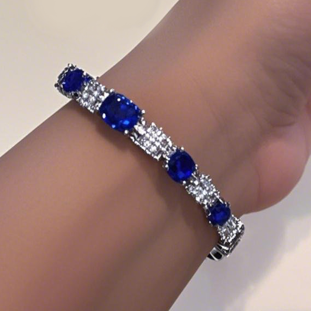 Cushion Cut Blue Sapphire Bracelet
