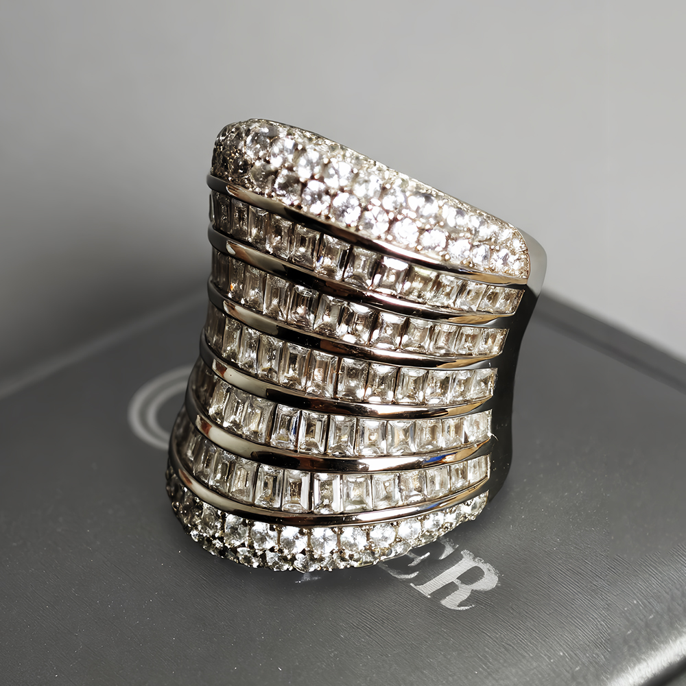 11.5ct Baguette&Round Cut Diamond Wide Band Ring