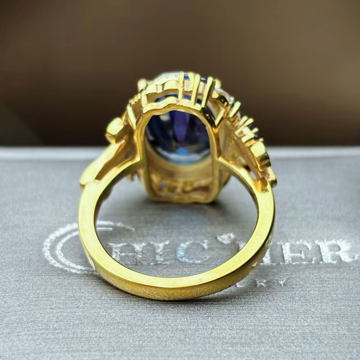 Original Design - 4ct Oval Cut Blue Sapphire Engagement Ring