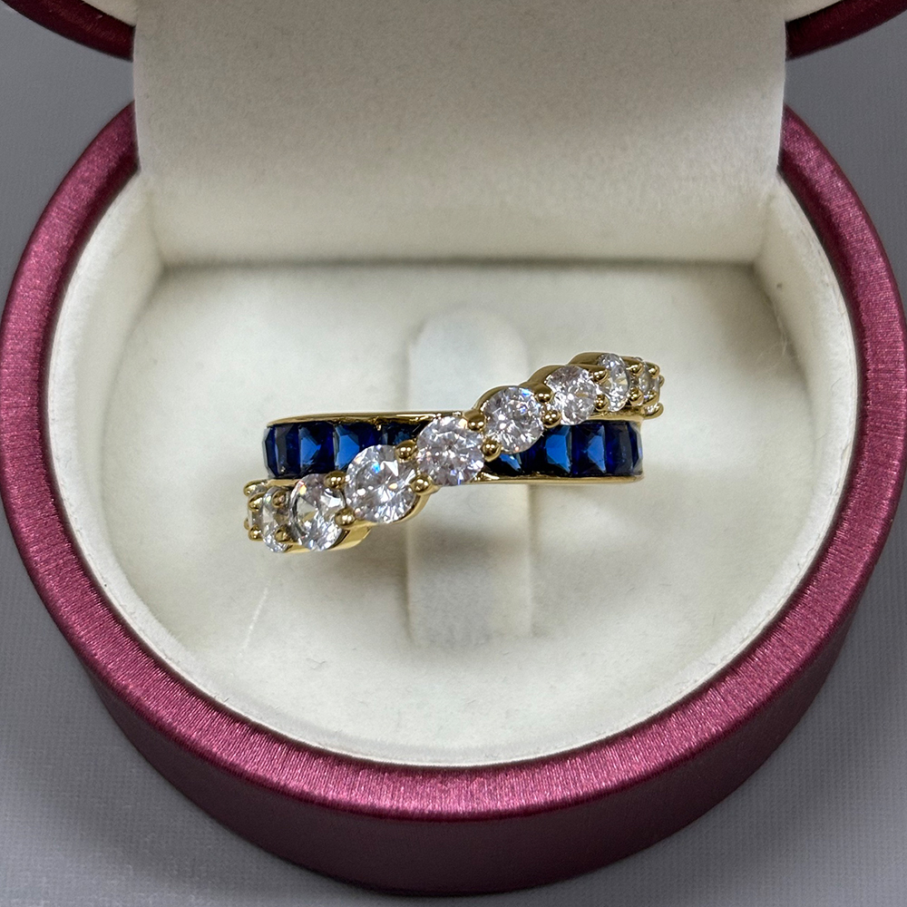 2.45ct Two-Tone Sapphire&Diamond Bypass Ring