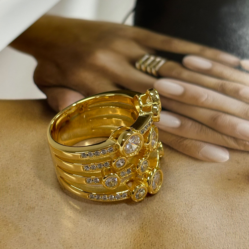 Multi Row 6.25ct Round Cut White Sapphire Wedding Band