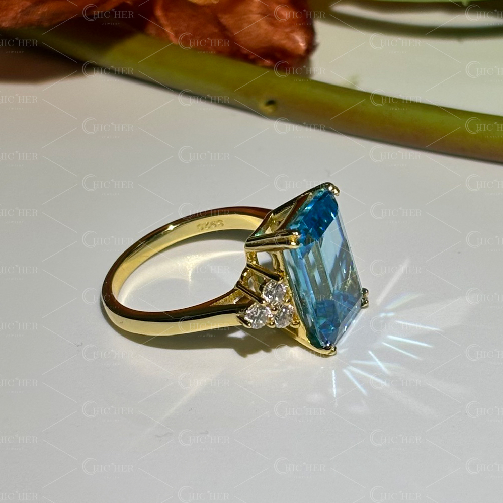7ct Princess Diana Aquamarine Ring Meghan Markle Cocktail Ring