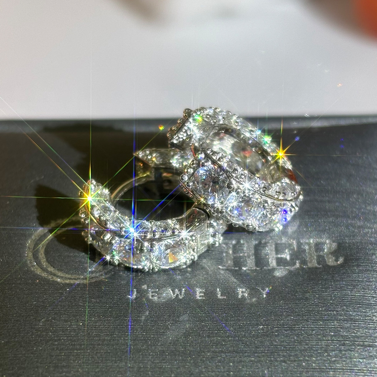 Fashion Round Cut White Sapphire Hoop Earrings