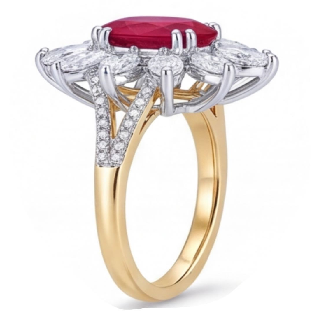 Original Design - 1.5ct Oval Cut Ruby Sapphire Engagement Ring