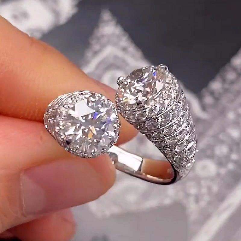 4ct Micro-pave Setting Round Cut White Sapphire Ring