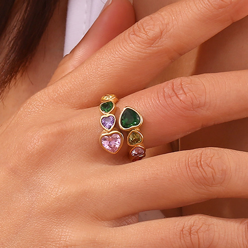 2.5ct Bezel Setting Heart Cut Multi-color Wedding Band