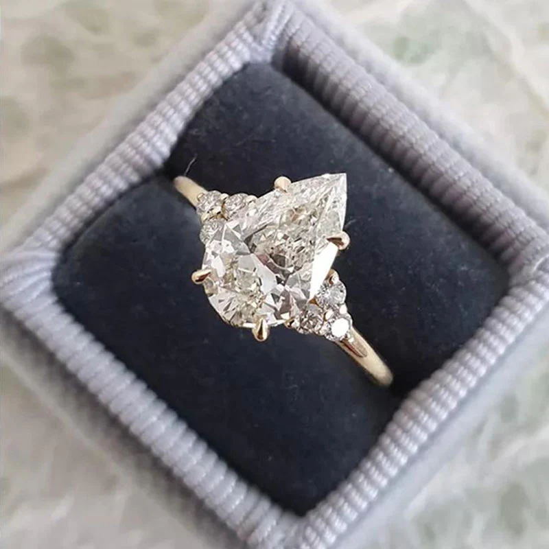 4ct Pear Cut White Sapphire Engagement Ring