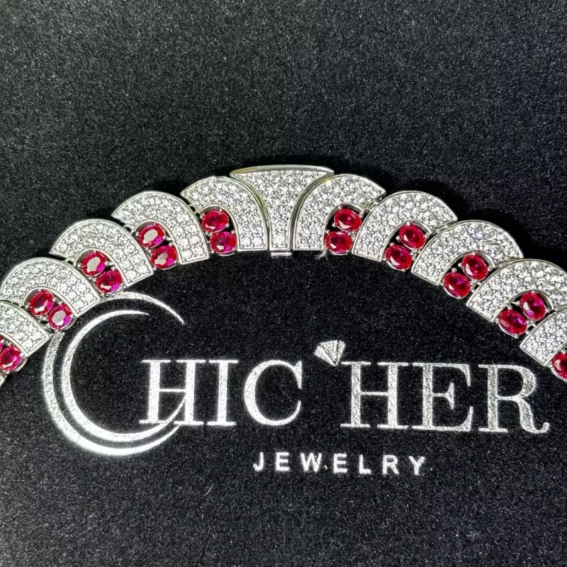 Original Design - Ruby & White Sapphire Necklace