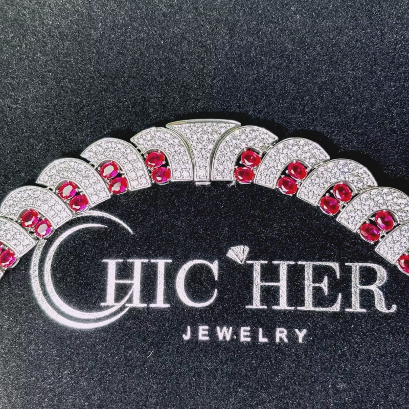 Original Design - Ruby & White Sapphire Necklace