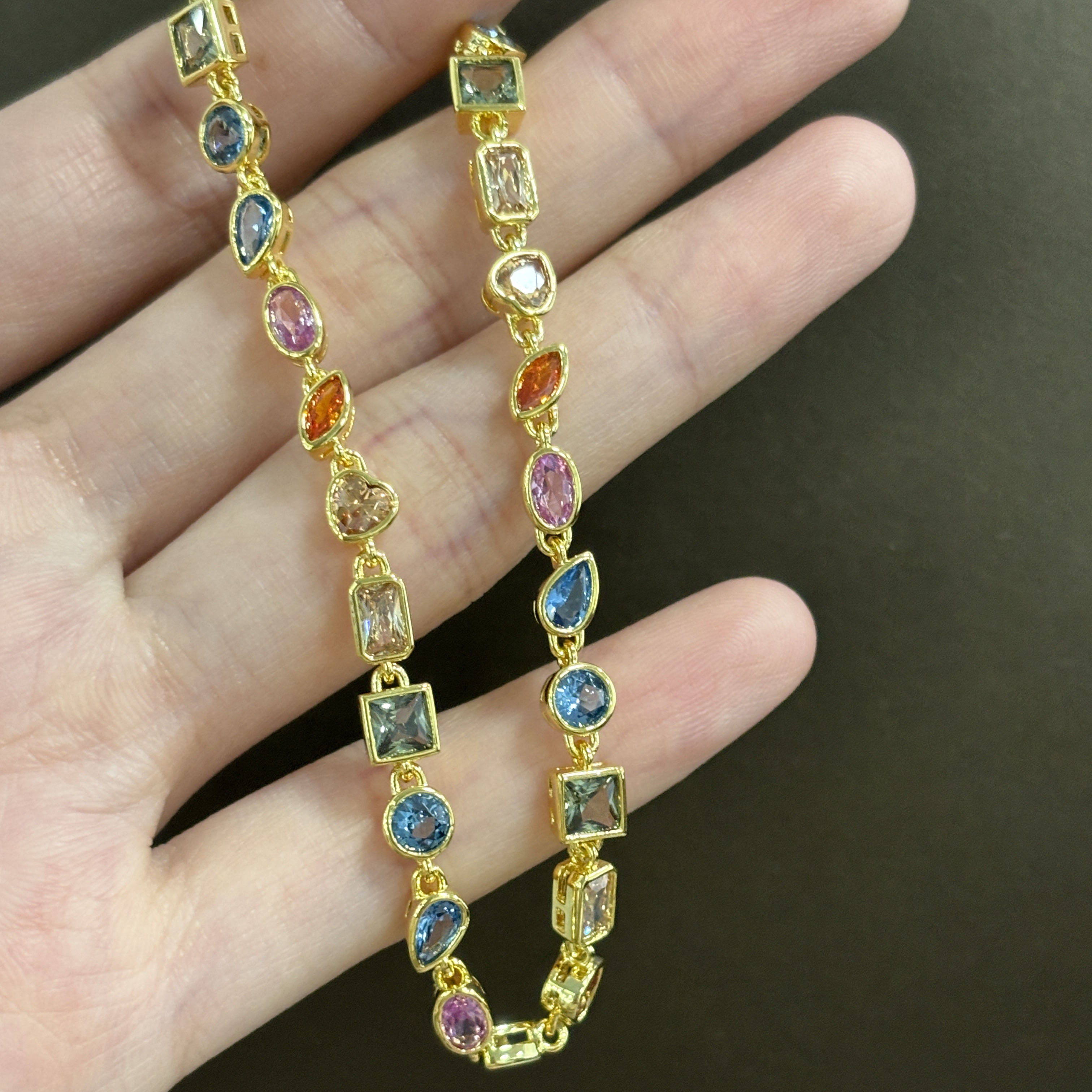 Multi Cut Rainbow Sapphire Tennis Bracelet