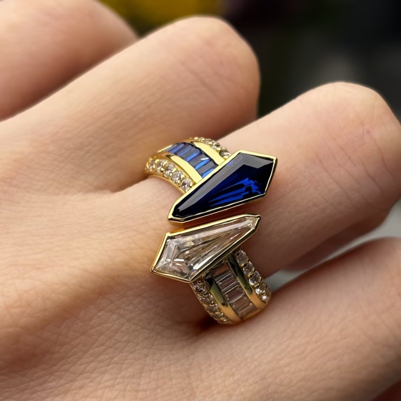 Original Design - Tol et Moi Blue & White Sapphire Engagement Ring