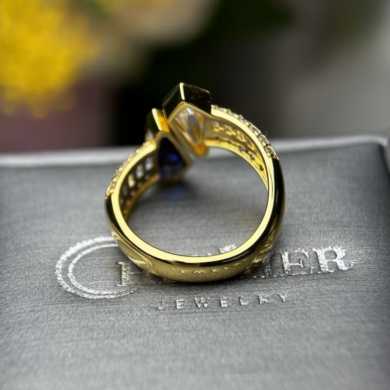 Original Design - Tol et Moi Blue & White Sapphire Engagement Ring